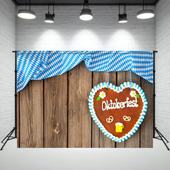 Wood Grain Fabric Love Heart Oktoberfest Backdrop - Layoris
