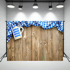 Creative Wine Glass Plaid Cloth Oktoberfest Backdrop - Layoris