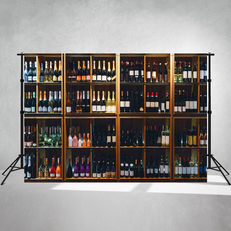 Shelves Filled With Wine Photo Backdrop - Layoris
