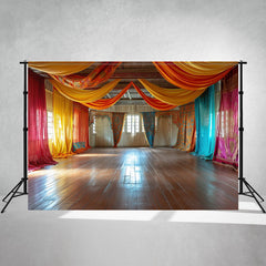 Hall Decorated With Curtains Diwali Photo Backdrop - Layoris