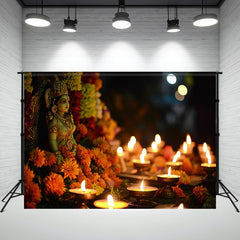 Lakshmi Goddess Statue Candle Diwali Backdrop - Layoris