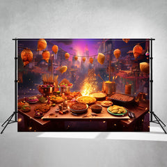 City Sumptuous Dinner Diwali Theme Photo Backdrop - Layoris