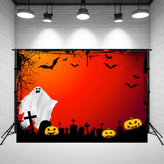 Graveyard Spooky Pumpkins Halloween Photo Backdrop - Layoris