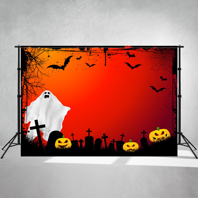 Graveyard Spooky Pumpkins Halloween Photo Backdrop - Layoris
