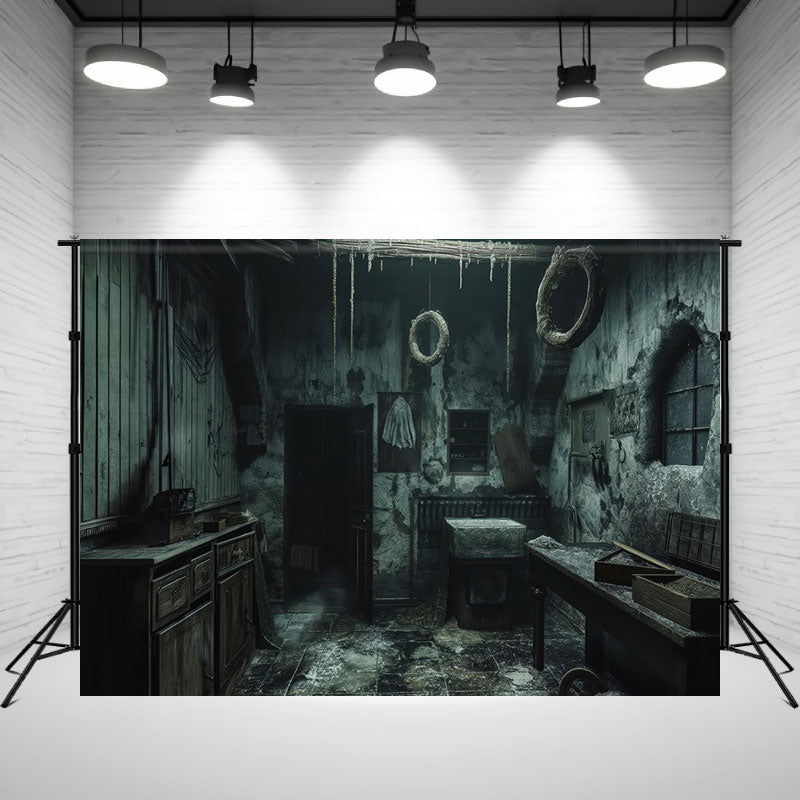 Horrible Shabby Bedroom Halloween Architecture Backdrop - Layoris