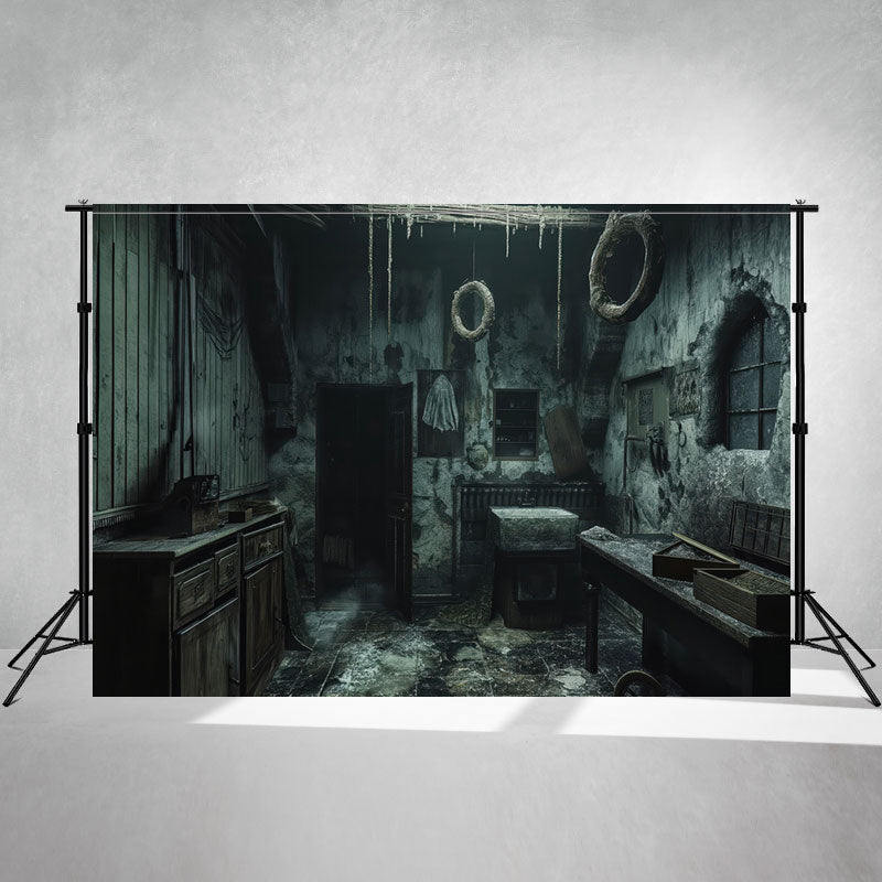 Horrible Shabby Bedroom Halloween Architecture Backdrop - Layoris