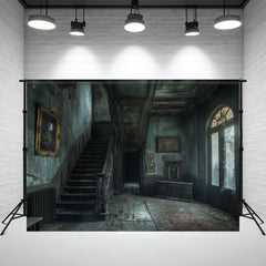 Spooky Old Stairs Halloween Architectural Backdrop - Layoris