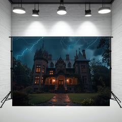 Lighting Castle Lightning Halloween Photo Backdrop - Layoris