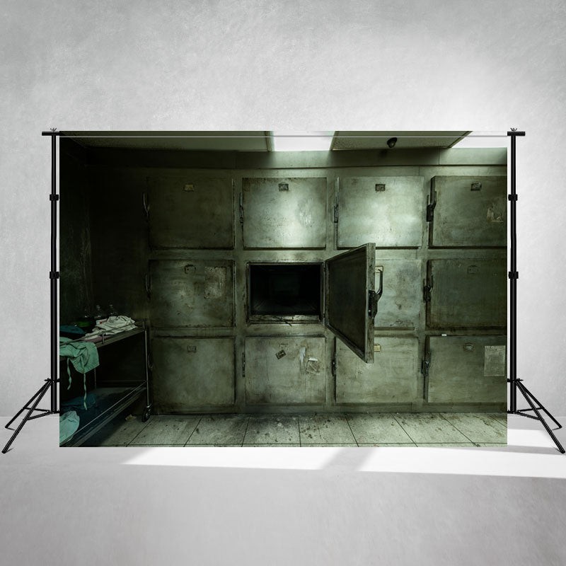 Spooky Morgue Halloween Photo Backdrop - Layoris