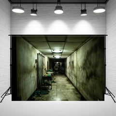 Horrible Dilapidated Corridor Halloween Photo Backdrop - Layoris