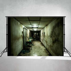Horrible Dilapidated Corridor Halloween Photo Backdrop - Layoris