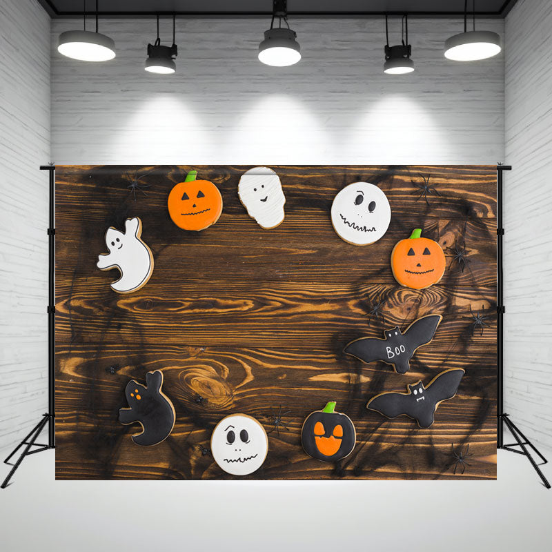 Brown Wooden Pumpkin Spooky Halloween Backdrop - Layoris