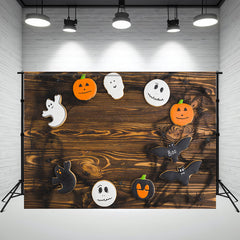Brown Wooden Pumpkin Spooky Halloween Backdrop - Layoris