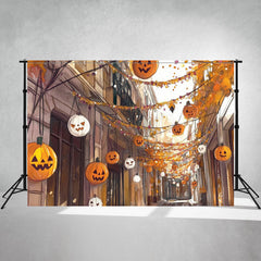 Streets Full Of Pumpkins Halloween Backdrop - Layoris