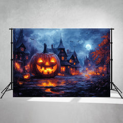 Spooky Pumpkin Castle Moon Halloween Photo Backdrop - Layoris