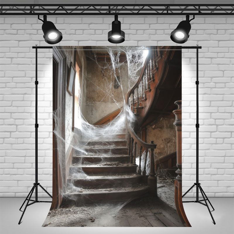 Spiral Staircase Spider Web Architecture Backdrop - Layoris