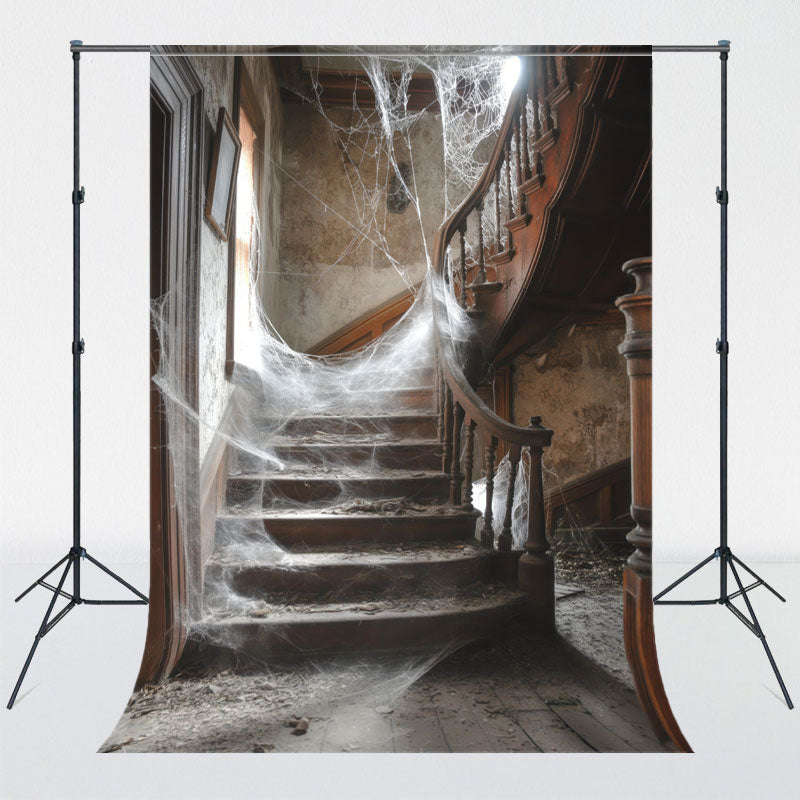 Spiral Staircase Spider Web Architecture Backdrop - Layoris