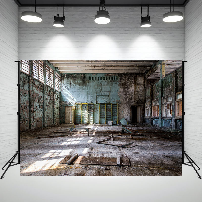 Dilapidated Abandoned Gymnasium Architecture Backdrop - Layoris