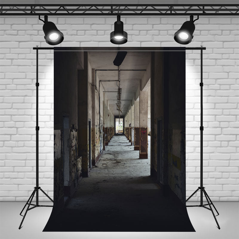 Dilapidated Abandoned Corridor Architecture Backdrop - Layoris