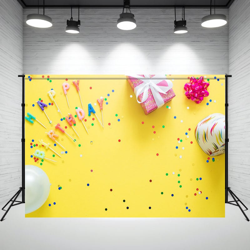 Happy Birthday Yellow Photography Backdrop - Layoris