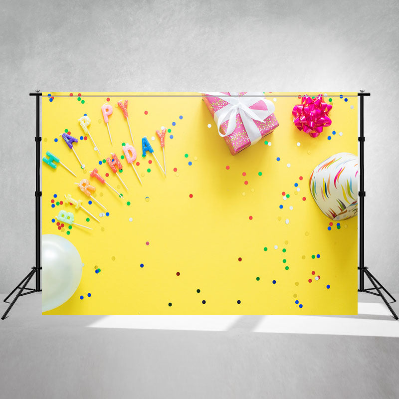Happy Birthday Yellow Photography Backdrop - Layoris