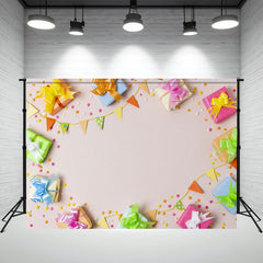 Colorful Gift Box Star Birthday Photo Backdrop - Layoris