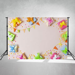 Colorful Gift Box Star Birthday Photo Backdrop - Layoris