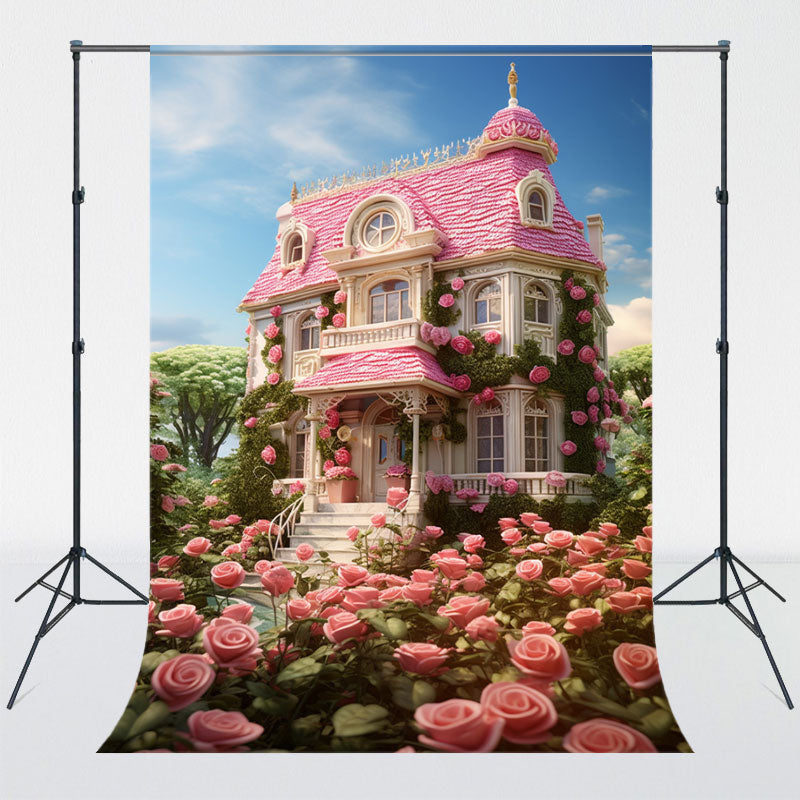 Pink Rose House Architectural Backdrop - Layoris
