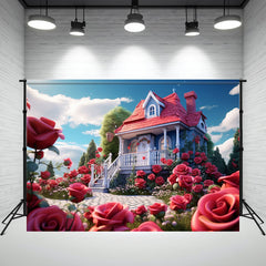 Red Rose House Architectural Backdrop - Layoris