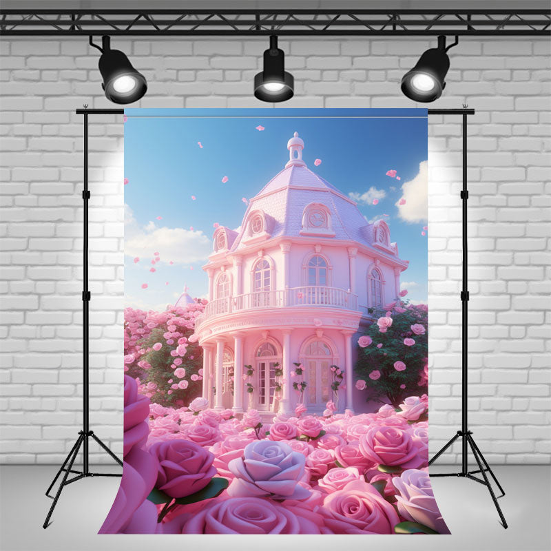 Pink Rose Castle Architectural Backdrop - Layoris