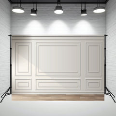 Elegant White Wall Wooden Floor Photo Backdrop - Layoris