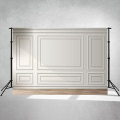 Elegant White Wall Wooden Floor Photo Backdrop - Layoris