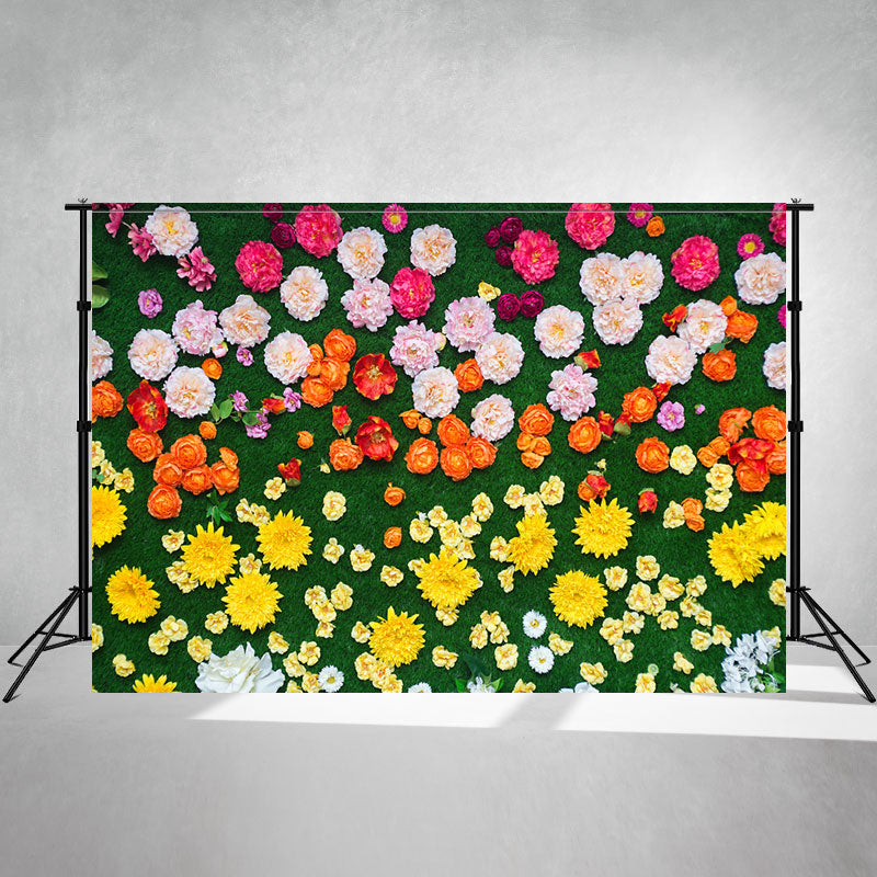 Lawn Flowers Wedding Photography Backdrop - Layoris