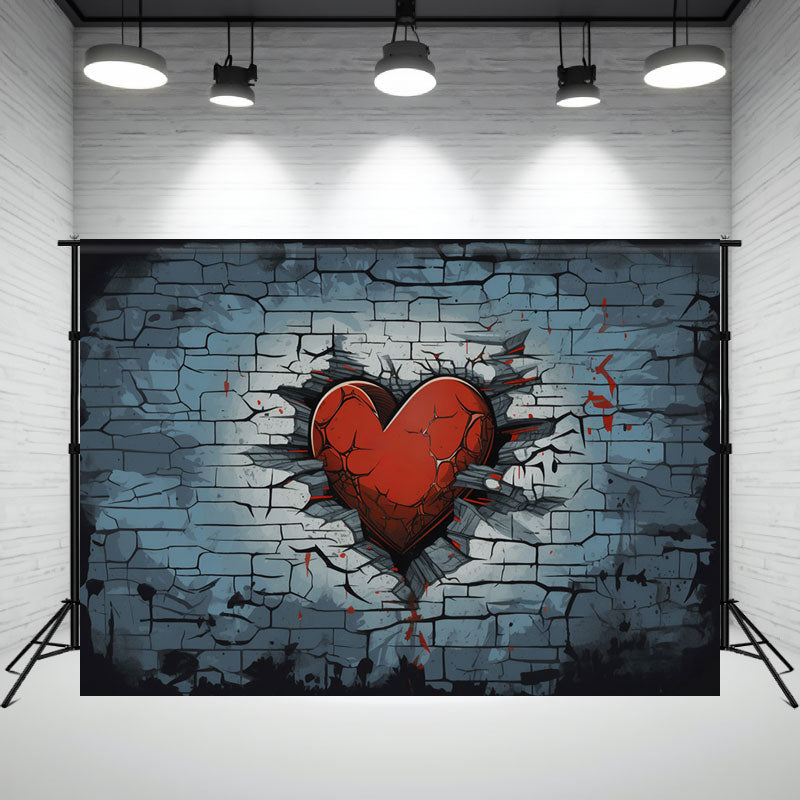 Heart Embedded In Brick Wall Photo Backdrop - Layoris