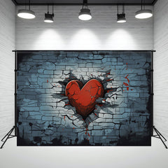 Heart Embedded In Brick Wall Photo Backdrop - Layoris