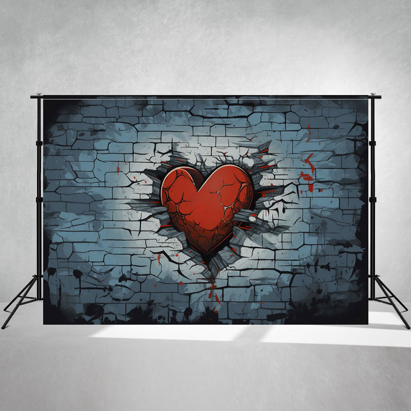 Heart Embedded In Brick Wall Photo Backdrop - Layoris