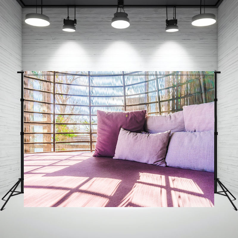 Purple Pillow Balcony Photography Backdrop - Layoris