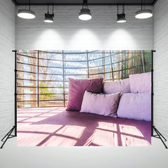 Purple Pillow Balcony Photography Backdrop - Layoris