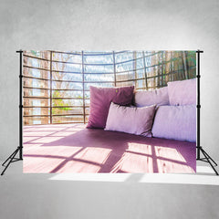 Purple Pillow Balcony Photography Backdrop - Layoris