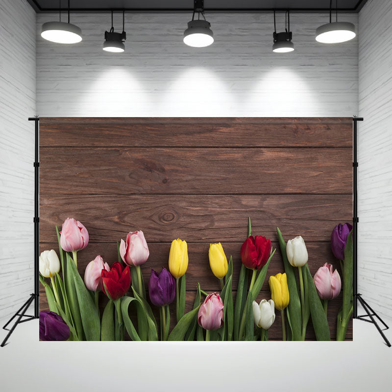 Tulip Brown Wood Texture Photography Backdrop - Layoris