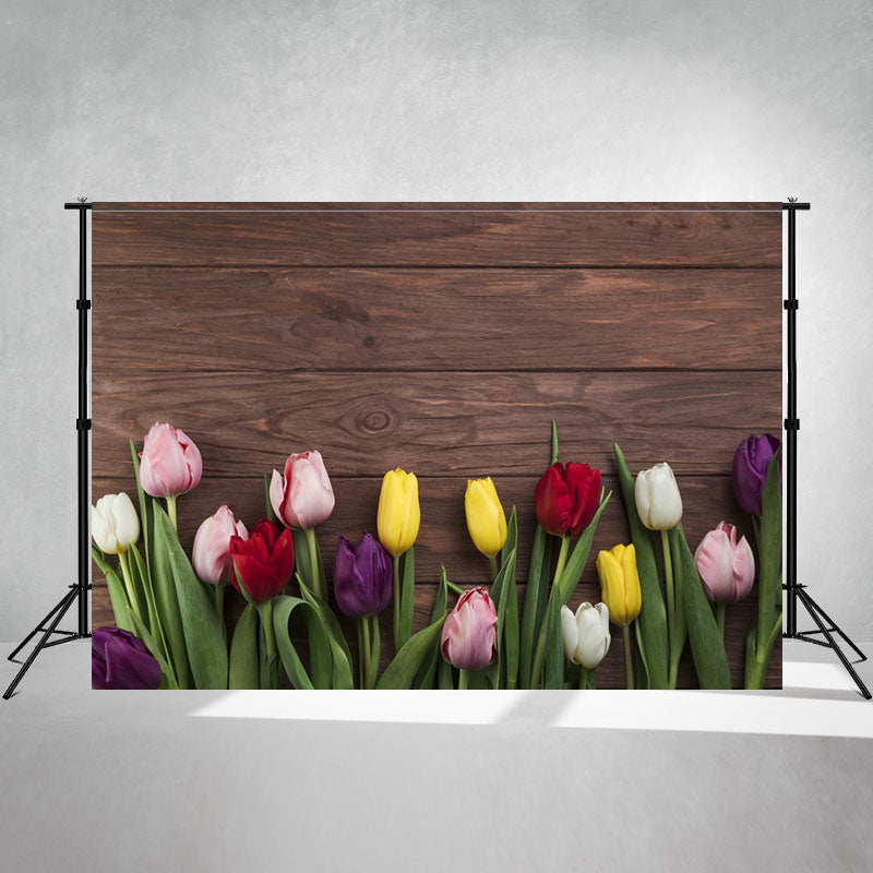 Tulip Brown Wood Texture Photography Backdrop - Layoris