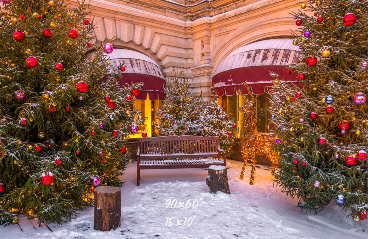 Store Chair Christmas Tree Holiday Photo Backdrop - Layoris