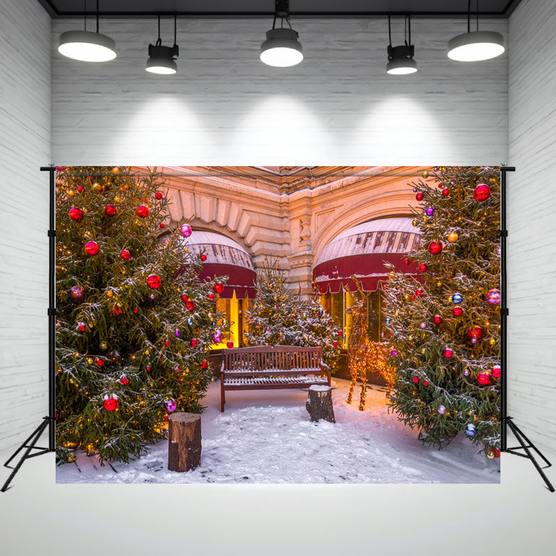 Store Chair Christmas Tree Holiday Photo Backdrop - Layoris