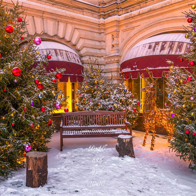 Store Chair Christmas Tree Holiday Photo Backdrop - Layoris