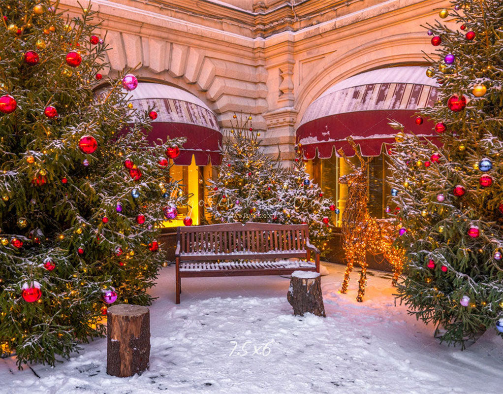 Store Chair Christmas Tree Holiday Photo Backdrop - Layoris