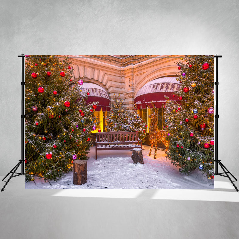 Store Chair Christmas Tree Holiday Photo Backdrop - Layoris