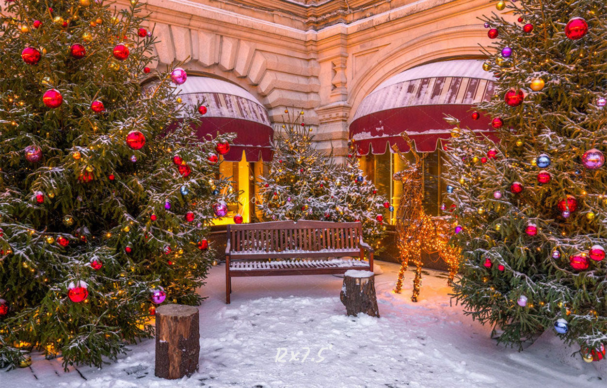 Store Chair Christmas Tree Holiday Photo Backdrop - Layoris