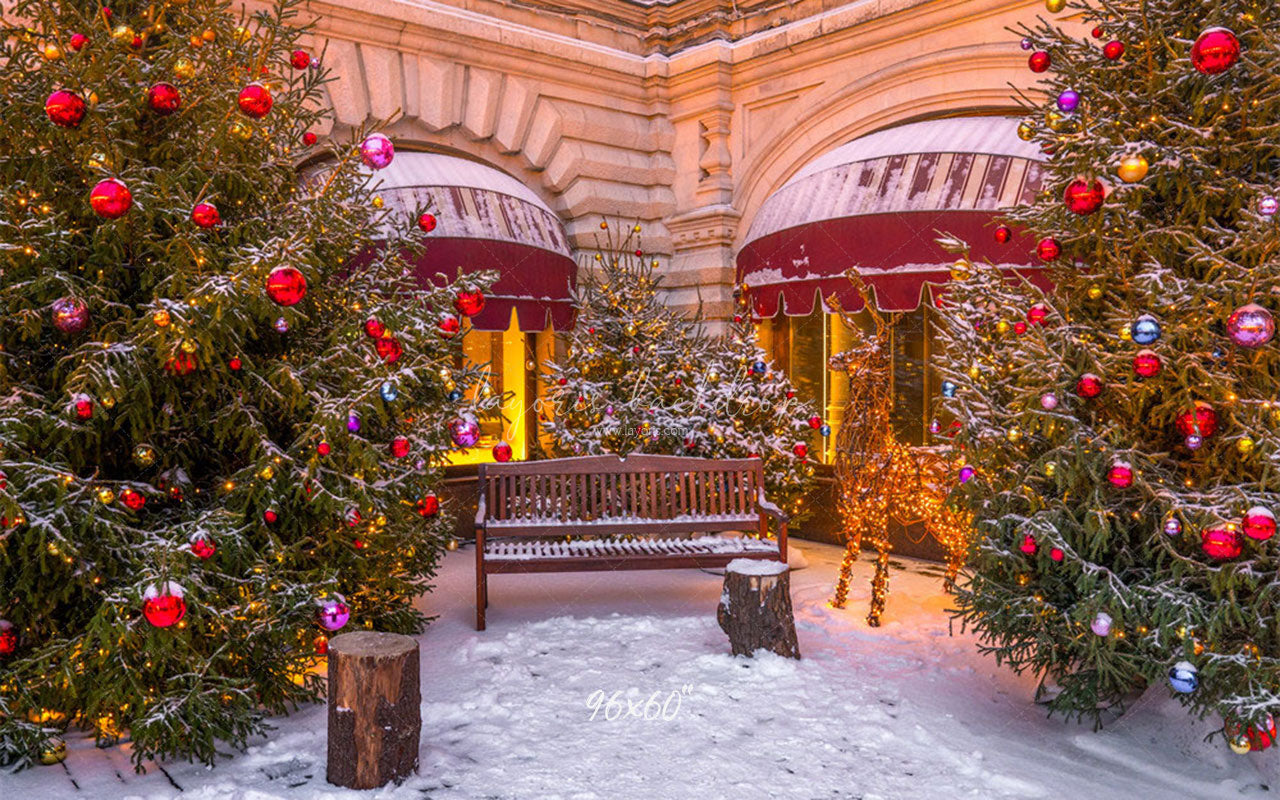 Store Chair Christmas Tree Holiday Photo Backdrop - Layoris