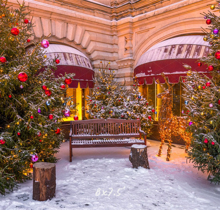 Store Chair Christmas Tree Holiday Photo Backdrop - Layoris