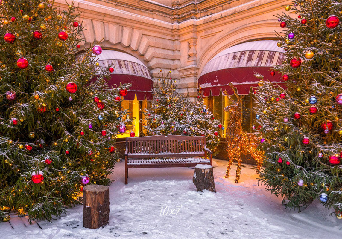 Store Chair Christmas Tree Holiday Photo Backdrop - Layoris